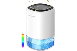 Kitette Dehumidifier with 1400ml Tank, Auto Shut-Off, 7-Color LED, Quiet Operation, 350ml Dehumidifiers for Home, Bedroom, Bathroom, Basement, and Small Spaces