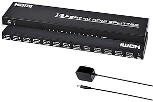 TCNEWCL Splitter HDMI 1 Entrée 12 Sorties, Répartiteur HDMI 4Kx2K @30Hz 1x12 Distributeur Audio Vidéo Supporte 3D Duplicate/Mirror 12 Screen pour HDTV, Xbox, PS4, Lecteur Blue-Ray, Projecteur