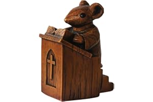 WANAONE Church Mouse in the Pulpit, Resin Church Mouse Statue Collectibles Figurines Christ Church Stand Mouse Statue for Home Outdoor Garden(brown)