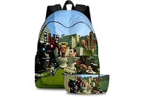 Xinchangda Juego de 2 mochilas de inodoro para niños, mochila escolar para estudiantes, titan, TV, hombre, papelería, bolsa escolar