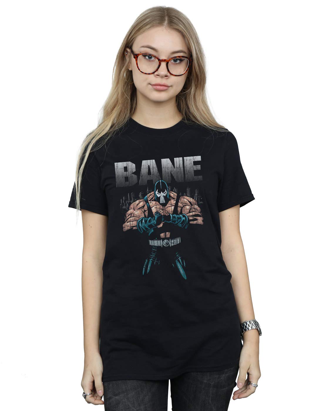 DC-Comics-Damen-Batman-Bane-Boyfriend-Fit-T-Shirt-Schwarz-Small