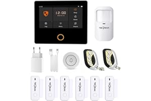 TECPEAK Sistema de Alarma Doméstica Inalámbrica, Alarma Casa WiFi/GSM/4G con Seguridad Sirena Proporciona un Modo Altamente Eficaz para Proteger tu hogar y Oficina (S1) (S1)