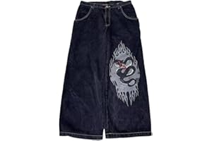 ORANDESIGNE Y2K Jeans Uomo Larghi Pantaloni Cargo Men's Jeans Hip Hop Pantaloni Larghi Denim Pantaloni Pantaloni a Gamba Larga Streetwear