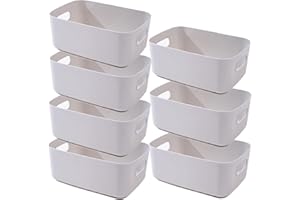 NCRGB 7 contenitori in plastica con manici, 25 x 18 x 10 cm, per bagno, cucina, cucina, bagno (grigio)