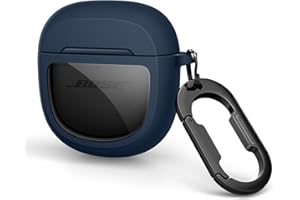 SURITCH Przezroczyste etui na słuchawki douszne Bose QuietComfort II 2022/QuietComfort Ultra 2023, odporne na wstrząsy, z tworzywa TPU, z karabińczykiem, kółkiem na klucze i przezroczystym okienkiem z