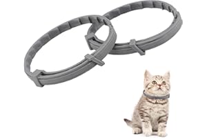 HXMJIED 2 Pcs Pet Flea And Tick Collar, 38cm Adjustable Pet Flea Collars Glow Flea Tick Natural Treatment Collar, Lice Ticktake Outr Protection Waterproof, Worming Treatment Collars For Pets (Grey)