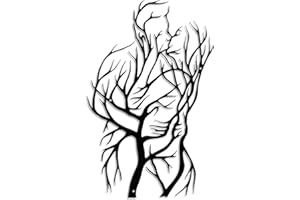 Luccyle Metall Paar Lebensbaum Wanddekoration (Liebespaar küssend),Schwarzes modernes Metall Wandbild Wandskulptur,Badezimmer Dekoration,Romantische Wanddekoration für Schlafzimmer