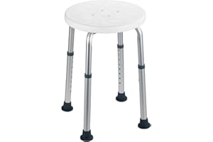 ‎WENKO DIE BESSERE IDEE WENKO Secura taboret prysznicowy, z regulacją wysokości, 120 kg, 45,5 x 39,5 – 57,5 x 45,5 cm, biały