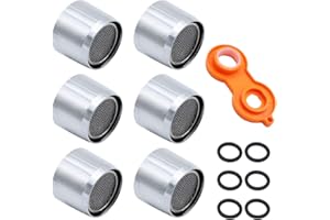 JaneYi (6 Piezas) Aireador de Grifo Repuesto M22 Acero Inoxidable Cocina Baño Grifo Filtro de Burbujas Grifo de Ahorro de Agua Boquilla de Rosca Hembra con 6 Juntas de Goma y Una Llave de Aireador