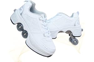 Pinkskattings@ Damen Und Mädchen Rollschuhe Skateboard Schuhe Kinderschuhe Mit Rollen Skate Shoes Rollen Schuhe Sportschuhe Laufschuhe Sneakers Mit Rollen Kinder (Weiß