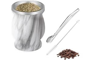 OUTALIZ Set da Tè MateTazza Mate in Acciaio Inox a Doppia Parete Isolata, set da tè Mate da 260 ml, con Cucchiaio a Cannuccia e Spazzola per la Pulizia, Cannuccia Mate in Acciaio Inox