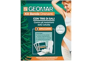 GEOMAR | Kit Bende Drenanti, Contro gli Inestetismi della Cellulite, 95% di Origine Naturale Con Tris Di Sali (Marino, Epsom, Mar Morto), Made in Italy, 140 ml x 3 Applicazioni