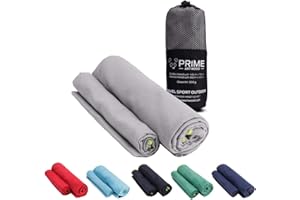‎PRIME ART WOOD PRIME ART WOOD Mikrofaser Handtücher, Schnelltrocknend, Saugstark, Super Weich, Viele Größen & Farben, Reisehandtuch, Sporthandtuch, Badetuch (Grau, 200x100cm)