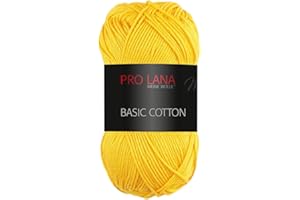 Frida's Wollhaus Pro Lana Laine basique en coton pour tricot, crochet - 50 g - 64 couleurs (22, jaune)