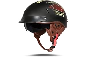 BOSERMEM Motorradhelm Mit Schutzbrille DOT/ECE-Zugelassen, Jethelm Roller-Helm Scooter-Helm Moped Mofa-Helm Chopper Vintage