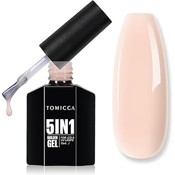 TOMICCA Builder Gel 5 en 1 15ML, Nude Gel Construction Ongle UV, Soak Off UV/LED Gel Ongles pour Nail Extension, Réparation de Manucure, Renforcement, les Décalcomanies et les Bijoux