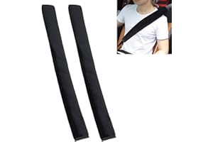 2PCS Juttzzei Voiture Protege Ceinture de Sécurité Coussin, 24,8"/63cm Protection Ceinture de Sécurité pour Enfants et Adultes Protéger Cou/Epaules, Coussin Ceinture Voiture Enfant en Peluche - Noir