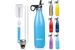 SHEEFLY Insulated Water Bottles with Straw-500ml Water Bottle Metal Water Bottles,BPA Free Leakproof Stainless Steel Water Bottles-Gym Running Sports Water Bottle for Kids Girls Boys adults