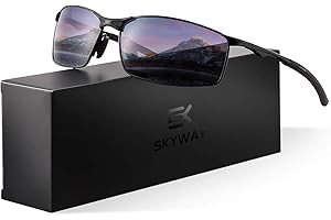 SKYWAY Mens Sunglasses Polarized for Outdoor Sports Metal Frame Cycling Glasses UV400 Protection, Anti Glare, Reduce Eye Fatigue