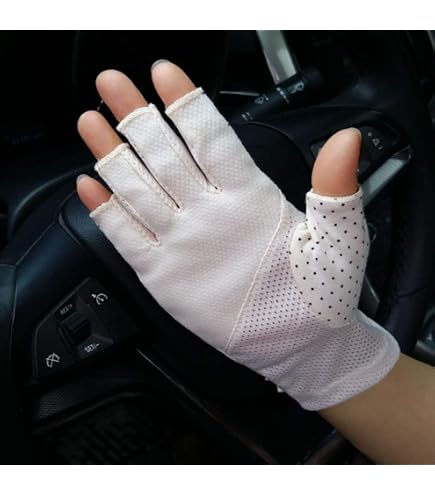 KAYEF Lot 4 Paires Gants Protection Solaire Doigts Ouverts Femme - UV Léger Antidérapant Conduite