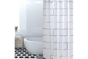 ‎JUINGIO Juingio Duschvorhang, Schimmelresistent, Weiß, Wasserdicht und Schimmelbeständig, Mit 12 Haken, Badewannenvorhang 180 x 200 cm