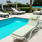 LUXURY SUN LOUNGER CUSHION PADDED 5CM SPONGE BROKEN WHITE