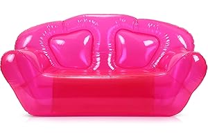 Kigley Inflatable Chair Blow Up Couches Transparent Inflatable Sofa Seat Yard Patio Portable Air Couch Furniture for Outdoor Indoor Camping Beach Room(Double Seat,Pink)
