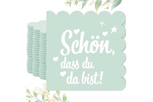 Nexum 80 Stk Servietten Schön dass du da bist Servietten Salbeigrün Papierservietten Grün 2-Schicht Servietten Mintgrün für Hochzeit Party