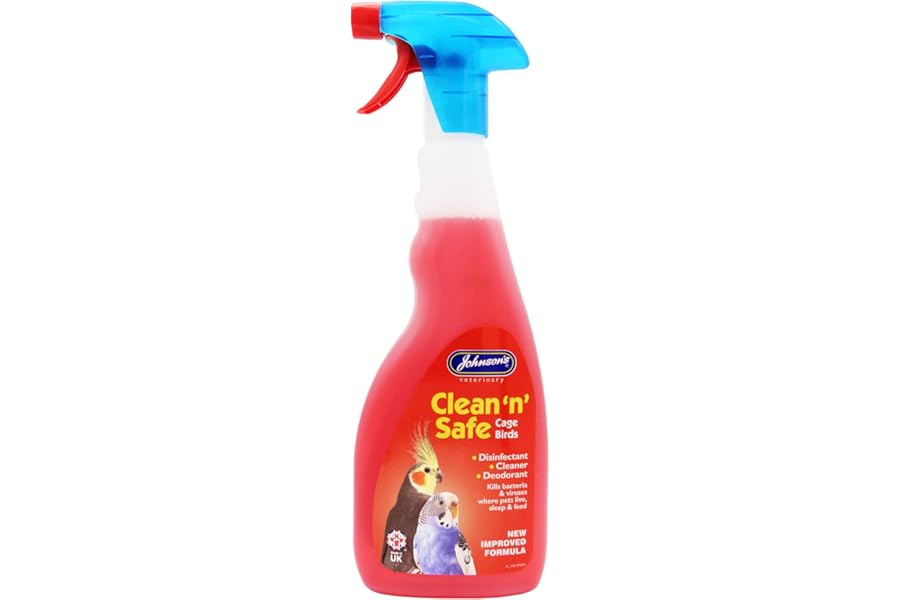 Johnsons Clean and Safe Cage Bird Disinfectant Spray 500ml, Kills Bacteria and Viruses, Fresh Fragrance