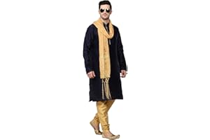ITOS365 Herren-Tunika, Kunstseide, Kurta, Pyjama und Schal, Anzug-Set, indische Kleidung, Hochzeit, Party, Kleid, Geschenke