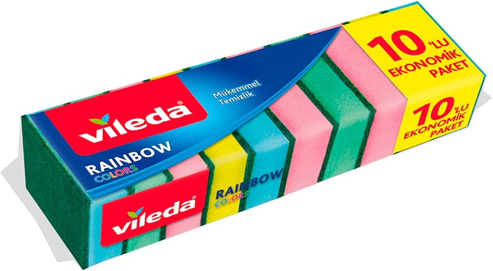 Vileda Ekonomik Bulaşık Süngeri, 10'lu Ekonomik Paket, Rainbow