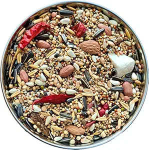 Pets Exotic Seed Mix of 16 Grains & Exotic Nuts, Added with Spirulina & Cuttlefish Bone, Bird Food for Parakeets, Budgies, Lovebirds, Cockatiels, Sun Conures, 900 g