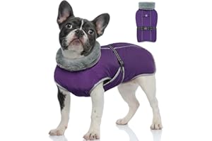 OUOBOB Manteau d'hiver pour petit chien, veste d'hiver imperméable pour chien, manteau de neige chaud réfléchissant, vêtement de pluie coupe-vent réglable avec doublure en polaire, motif chihuahua,