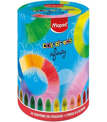 Crayons De Couleur Maped Infinity Jumbo – 100% Mine, Zéro Déchet, Sans Taille-crayon, Forme Triangulaire Ergonomique, Boîte Métal Jungle Fever – Dès 2 Ans