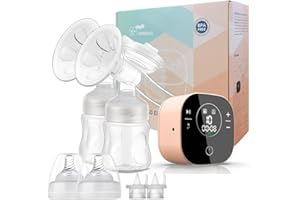 Sacaleches eléctricos,BEBEBAO Extractor De Leche Doble PortáTil Recargable con 2 Modos y 10 Niveles de Succión (24mm)