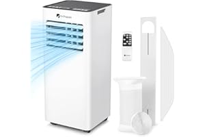 DR.PREPARE 9000 BTU Air Conditioning Unit, 4-in-1 Portable Air Conditioner with Remote Control, Dehumidifier, Cooling Fan with 2 Speeds, 24H Timer & Sleep Mode, Child Lock, Dual Window Venting Kit