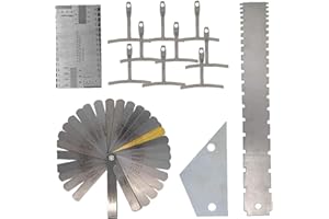 U-K Ensemble d'outils de Mesure de Guitare Manche de Guitare cranté Bord Droit Fret Rocker String Jauge de Hauteur Understring Radius Gauge Steel Feeler Jauge 13pcs Guitar Tool Kit Utile et Mode