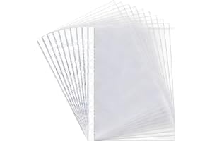 Zencantorous 100 stycken plastfickor A4, 160µ, 11 hål, genomskinliga A4-fickor, perforerad ficka, för ringpärmar med 2/3/4 ri