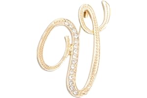 PATIKIL Broche de letra, broche de diamantes de imitación con iniciales, broche de solapa de metal con cristal del alfabeto A-Z para mujer, joyería, regalo, traje, ropa, sombrero, vestido