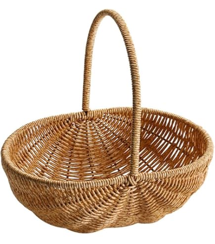 Cestino In Vimini Intrecciato A Mano Con Fodera In Plastica - Per Fiori, Picnic O Casa - Foto 6