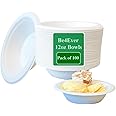 Be4Ever 100 Pack Disposable Paper 12oz-Eco-Friendly, Sugarcane White Biodegradable, Compostable Soup Bowls for Dessert Christmas Party BBQ Picnic