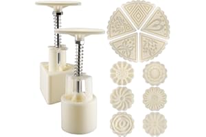 SENHAI pressa per stampini per torta lunare da 50 g a forma di fiori e di triangoli, utensili per decorare torte e biscotti fatti in casa, confezione da 2 presse con 11 formine in totale