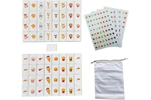 PROMITHI Emballage simple,65 Blocs de 30mm Jeu de Seaside Style Escape Game de Style Mahjong,Jeu de Tuiles pour Enfant,de Mahjong 2 Joueurs,en ABS Plastique,Domino d'évasion,avec DIY Autocollants en PVC