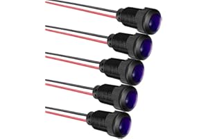 Gebildet 5pcs LED Indicatore luminoso in plastica AC/DC 12-24V Dimensione foro di montaggio 12mm(Blu)