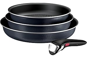 Tefal Ingenio Enjoy, Batterie de cuisine 4pièces, Poêles et casseroles légères, Technologie Light Tech, Poignée amovible, L7239143