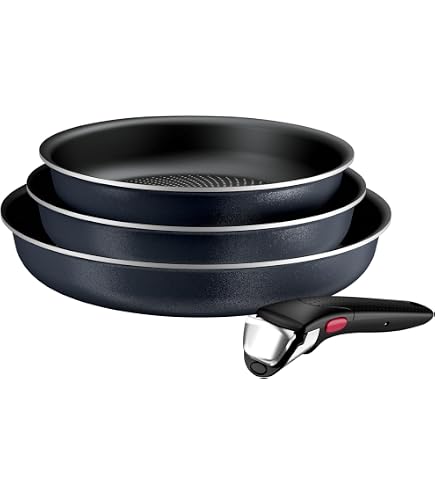 Batterie De Cuisine Tefal Ingenio IH Noir Unlimited - 9 Pièces, Tous Feux Dont Induction - Revêtement Titanium 6X, Poignée Amovible - 12