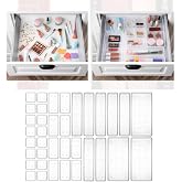 Meleni Home 36'lı Mega Set Mod&uuml;ler &Ccedil;ekmece İ&ccedil;i Organizer - Banyo Takı Aksesuar D&uuml;zenleyici Şeffaf