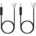 Fancasee 2-Pack 3 ft Replacement 3.5mm 1/8" Male Plug to Bare Wire Open End Pigtail TRRS Stereo 3.5mm Jack Connector Adapter Audio Cable for Headphone Headset Earphone Microphone Cable Repair