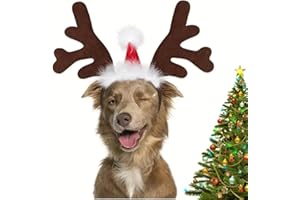 Valiclud HundekostüM Weihnachten WeihnachtsmüTze Hund WeihnachtskostüM Hund WeihnachtsstirnbäNder Rentier Geweih Weihnachten Haarband Hunde WeihnachtsmüTze
