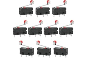 GOLRISEN 10 Stück Mikroschalter Endschalter mit Rollenhebel 250V 5A SPDT 1NO 1NC Endlagenschalter Schwarz Mini Miniatur Schalter Limit Switch 3 Pins für Mechanik Elektronische Geraete Automaten